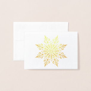 Elegant Snowflake Winter Hälsning Guld Folierat Kort