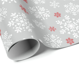 Elegant snowflakes white on grey presentpapper