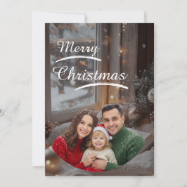 ❄️Elegant Snowy Christmas Family Photo Card Spara Datumet