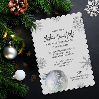 Elegant Snowy Christmas Holiday Party Inbjudningar