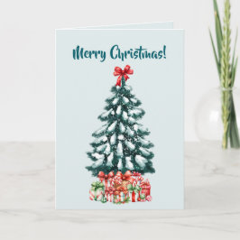 Elegant Snowy Christmas Tree Mint Green Kort
