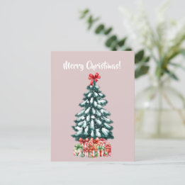 Elegant Snowy Christmas Tree Postcard Vykort