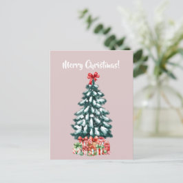 Elegant Snowy Christmas Tree Postcard Vykort