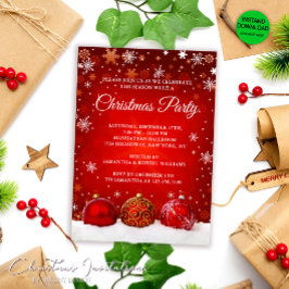 Elegant Snowy Red jul Bollar jul Party Inbjudningar