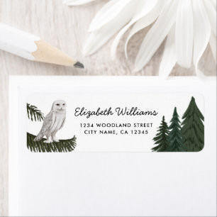 Elegant Snowy Uggla Return-adressetikett Returadress Etikett