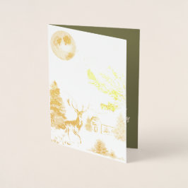 Elegant Snowy Winter Wonderland Cardinal Foil Card Folierat Kort