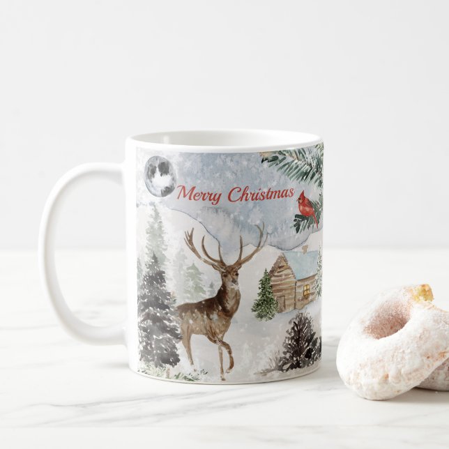 Elegant Snowy Winter Wonderland Red Kardinal Kaffemugg (Med munk)