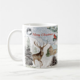 Elegant Snowy Winter Wonderland Red Kardinal Kaffemugg