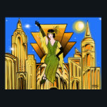 Elegant Snygg Art Deco-inspirerad Poster<br><div class="desc">Mycket ovanligt,  elegant vackert deco inspirerade till poster som ursprungligen målades upp av Emma Barn.</div>