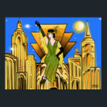 Elegant Snygg Art Deco-inspirerad Poster<br><div class="desc">Mycket ovanligt,  elegant vackert deco inspirerade till poster som ursprungligen målades upp av Emma Barn.</div>