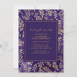 Elegant Snygg Lila Guldblad Trunkfest Kort