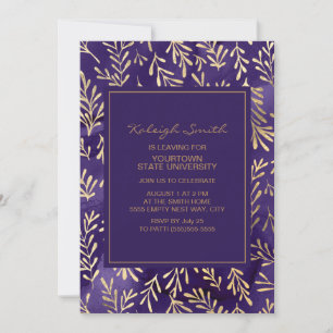 Elegant Snygg Lila Guldblad Trunkfest Kort