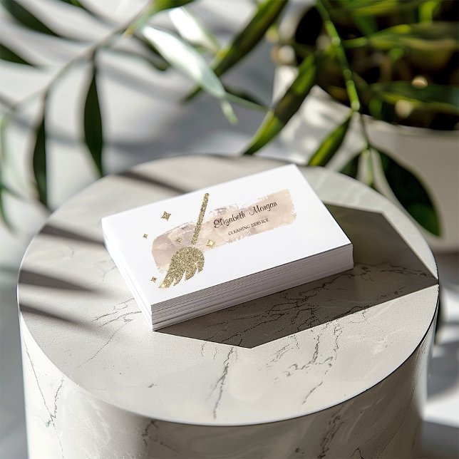 Elegant Snygg Målarpensel Guld Glitter Sopborste Visitkort (Skapare uppladdad)