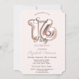 Elegant Snygg Randig Sweet 16 Inbjudningar