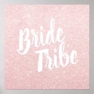 Elegant snygg tjej rose gold glitter brud stam poster