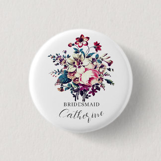 Elegant Snygg Vintage Rosbukett Bröllop Knapp