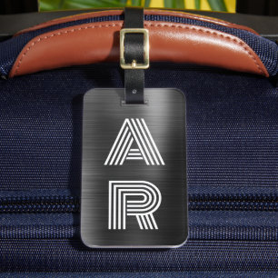 Elegant Snyggt 2 Monogram första svarta Metall Bagagebricka