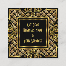 Elegant Snyggt Art Deco Guld Black Vintage 1930 Fyrkantigt Visitkort