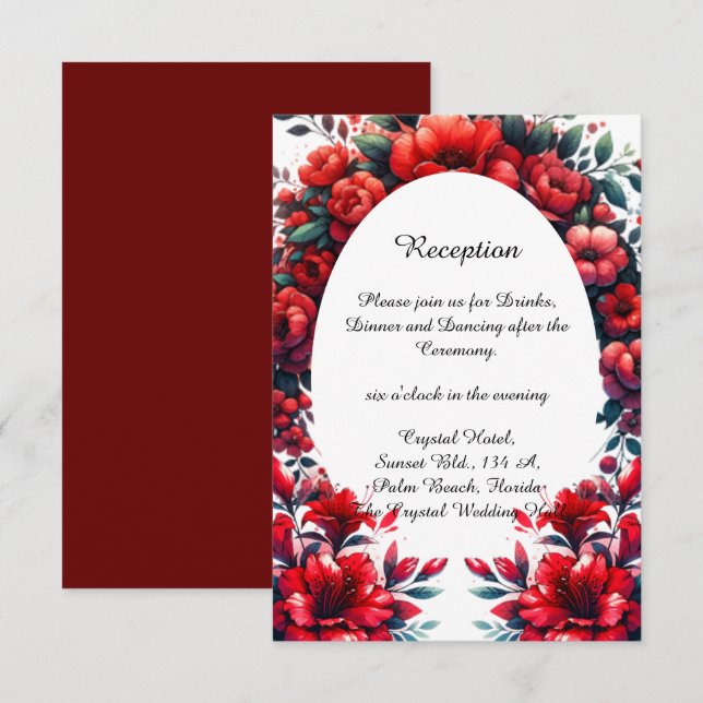 Elegant Snyggt Big Red Poppies Bröllop Tilläggskort (Fram/baksida)