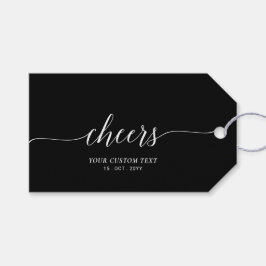 Elegant Snyggt Black Lettering Cheers Event Party Presentetikett