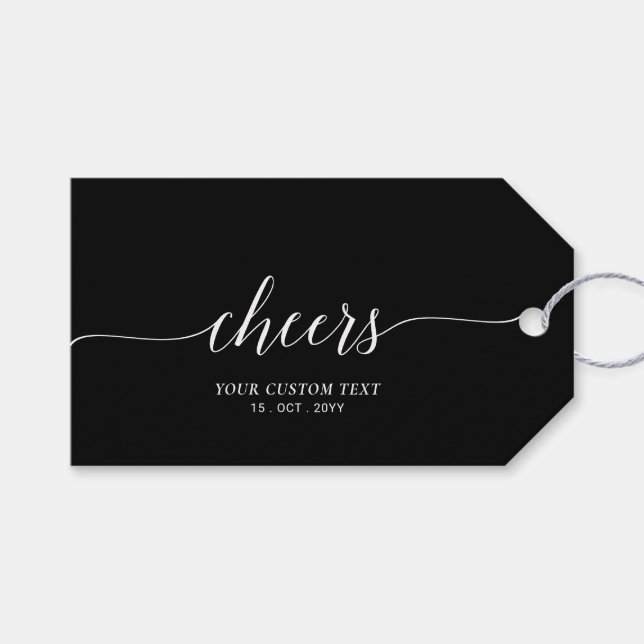 Elegant Snyggt Black Lettering Cheers Event Party Presentetikett (Framsidan (Horisontell))