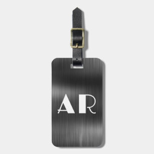 Elegant Snyggt Black Metall 2 Monogram Initial Bagagebricka