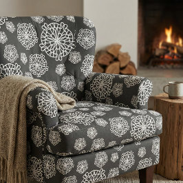 Elegant Snyggt Black & White Mandala Flowers Tyg