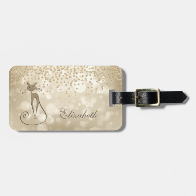 Elegant Snyggt Bokeh Foil Confetty-Diamond,Kat Bagagebricka (Horisontell Framsida)
