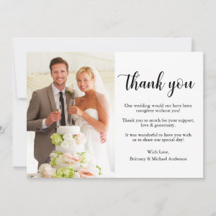 Elegant Snyggt Calligraphy Photo Bröllop Tack Kort