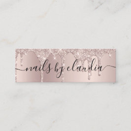 Elegant snyggt champagne glitter droppar nagel mini visitkort