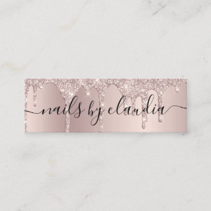 Elegant snyggt champagne glitter droppar nagel mini visitkort