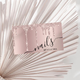 Elegant snyggt Champagne glitter droppar nagel Visitkort
