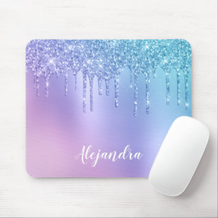 Elegant snyggt chick blå och lila glitter droppar musmatta