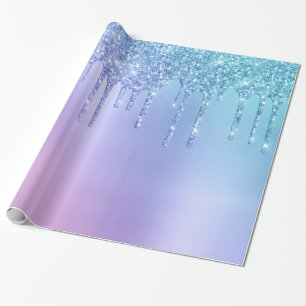 Elegant snyggt chick blå och lila glitter droppar presentpapper