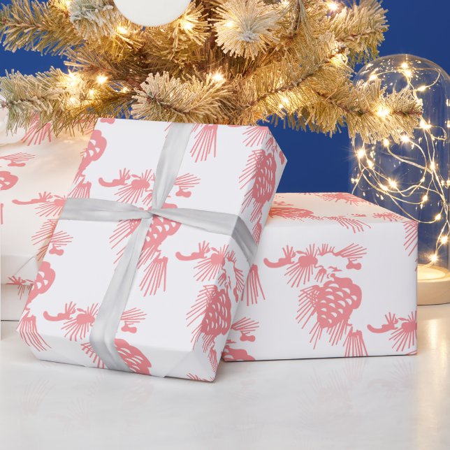 Elegant Snyggt Classy Rosa Gräs Cones on White Presentpapper (Helgdagar)