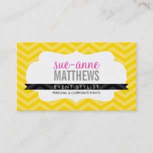 ELEGANT snyggt coola CHevron mönster bright gult Visitkort