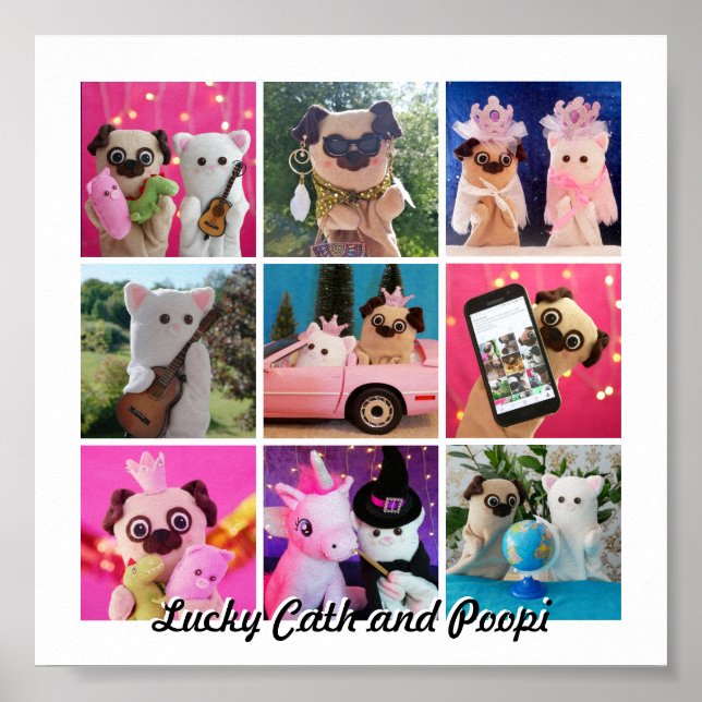 Elegant Snyggt Enkel Personlig Fotokollage Poster (Framsidan)