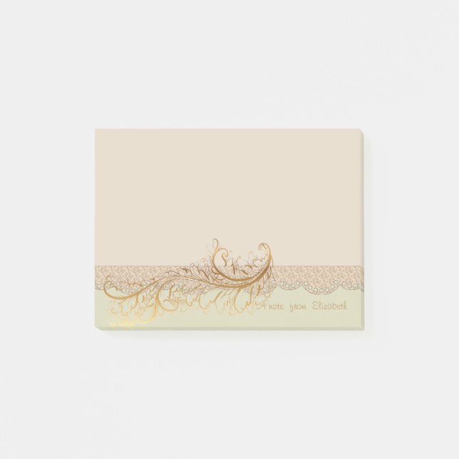 Elegant Snyggt,Faux Guld Ludd-personlig Post-it Block (Framsida)