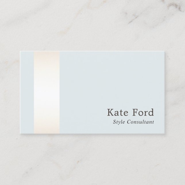 Elegant Snyggt Faux Satin Guld Stripe Light Blue Visitkort (Framsida)