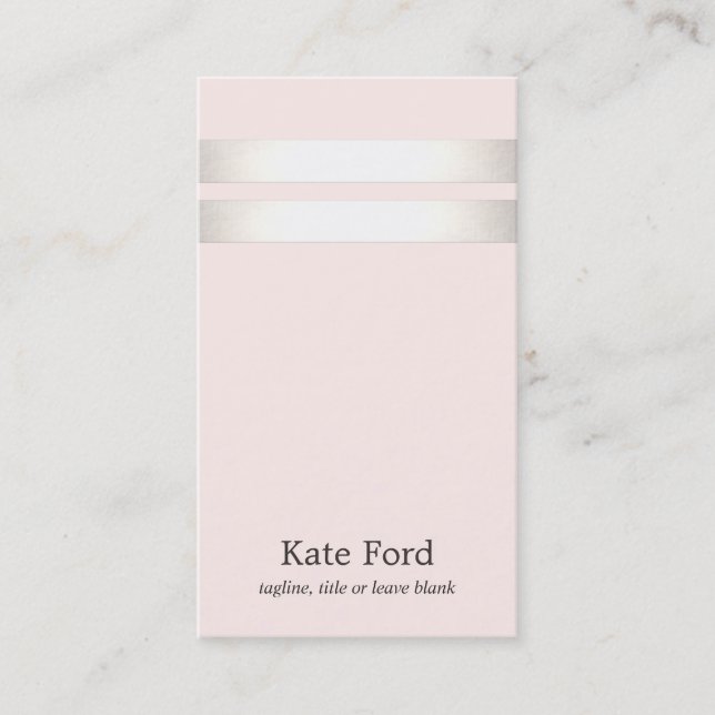 Elegant Snyggt Faux Silver Stripe Ljus rosa Visitkort (Framsida)
