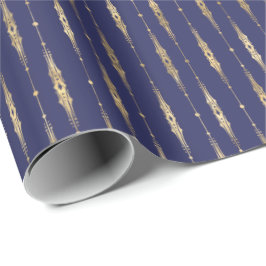Elegant Snyggt flottan Blue Guld Mönster Presentpapper