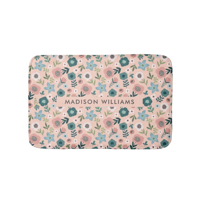 Elegant Snyggt Flowers Minimalist Bath Mat Badrumsmatta (Framsidan)