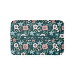 Elegant Snyggt Flowers Minimalist Bath Mat Badrumsmatta