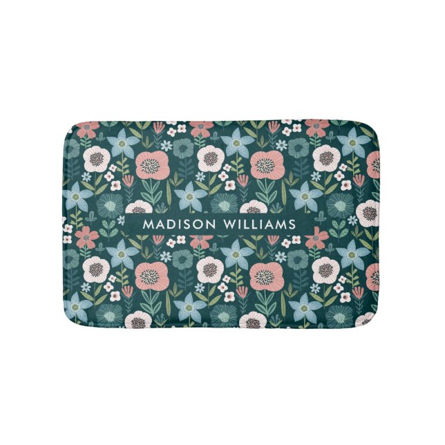 Elegant Snyggt Flowers Minimalist Bath Mat Badrumsmatta (Framsidan)