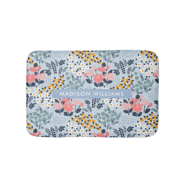 Elegant Snyggt Flowers Minimalist Bath Mat Badrumsmatta (Framsidan)
