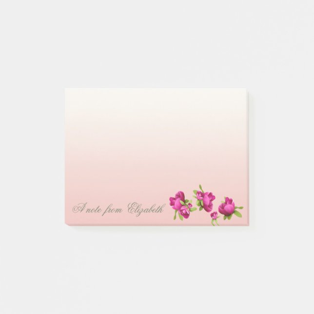 Elegant Snyggt Girly, blommor Post-it Block (Framsida)