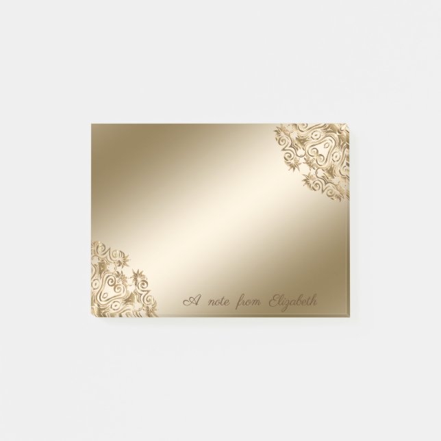 Elegant Snyggt,Girly, Guld Swirls Post-it Block (Framsida)