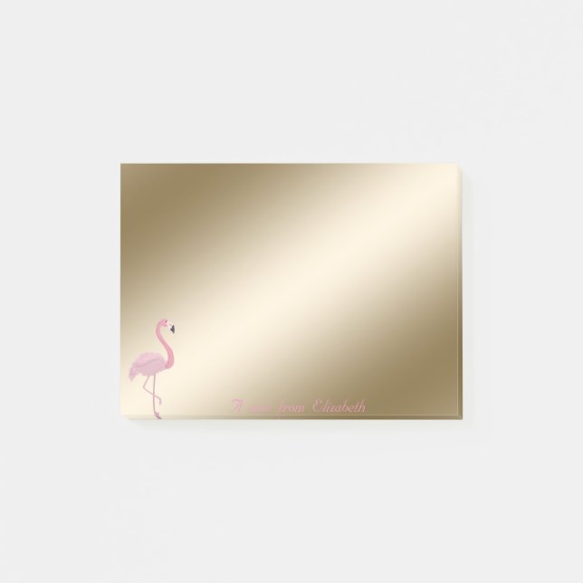 Elegant Snyggt,Girly, Rosa Flamingo Post-it Block (Framsida)