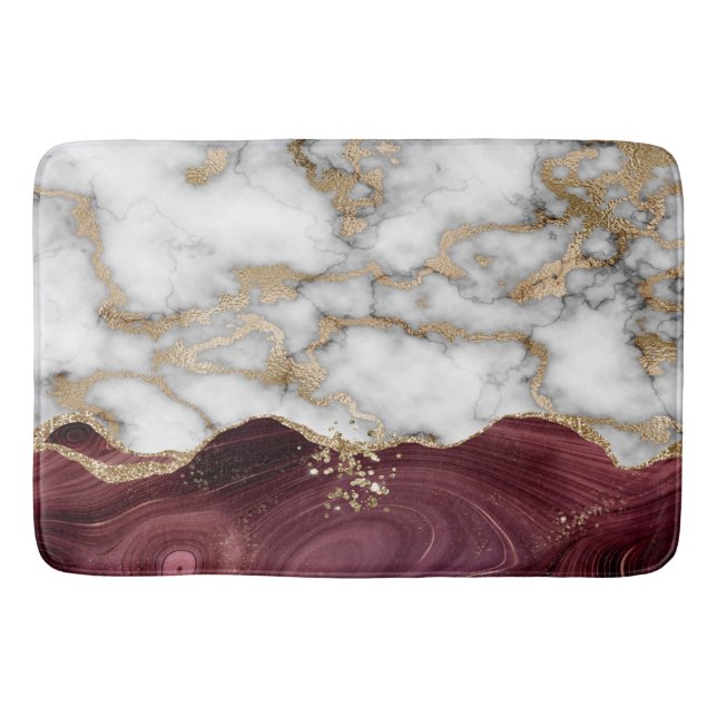 Elegant Snyggt Glitter Burgundy Marble Badrumsmatta (Framsidan)