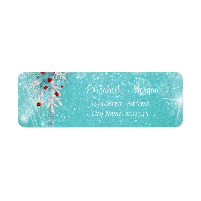 Elegant,Snyggt Glitter julprydnader Returadress Etikett (Framsidan)